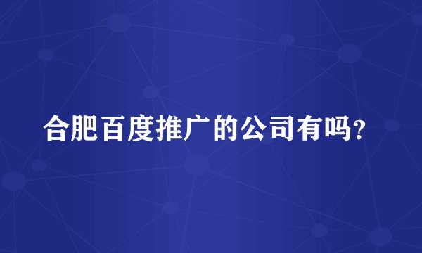 合肥百度推广的公司有吗？