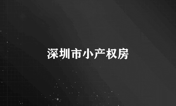 深圳市小产权房