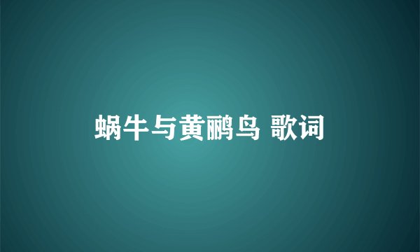 蜗牛与黄鹂鸟 歌词
