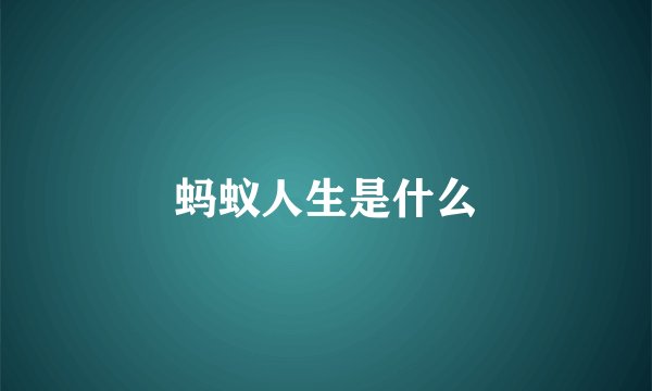 蚂蚁人生是什么
