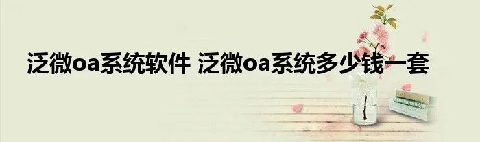 泛微oa系统软件 泛微oa系统多少钱一套