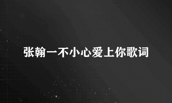 张翰一不小心爱上你歌词