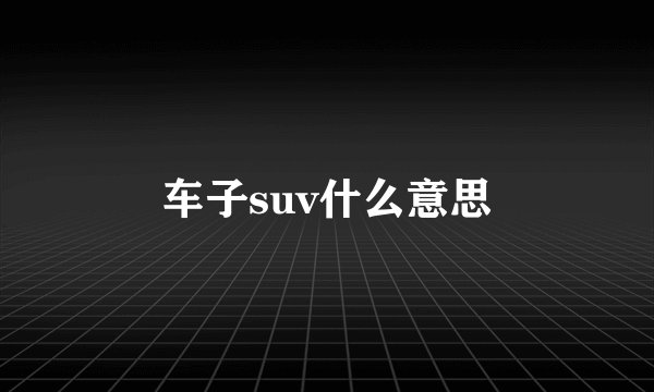 车子suv什么意思