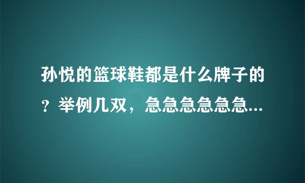 孙悦的篮球鞋都是什么牌子的？举例几双，急急急急急急急急！！！！！！！！！