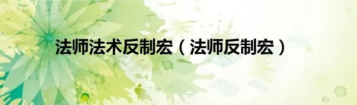 法师法术反制宏（法师反制宏）