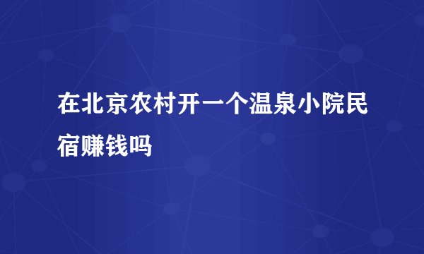 在北京农村开一个温泉小院民宿赚钱吗