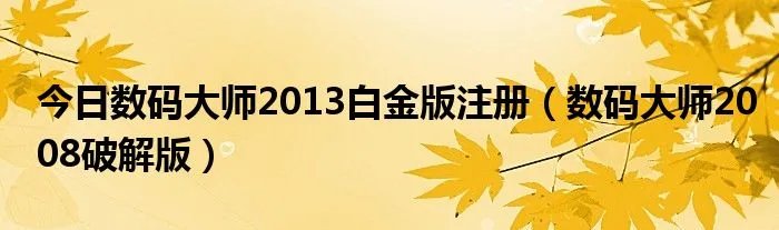 今日数码大师2013白金版注册(数码大师2008破解版)