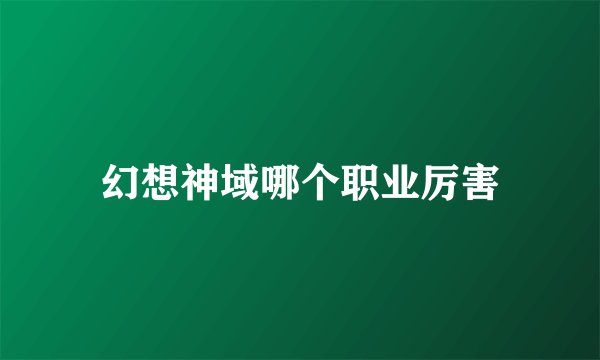 幻想神域哪个职业厉害