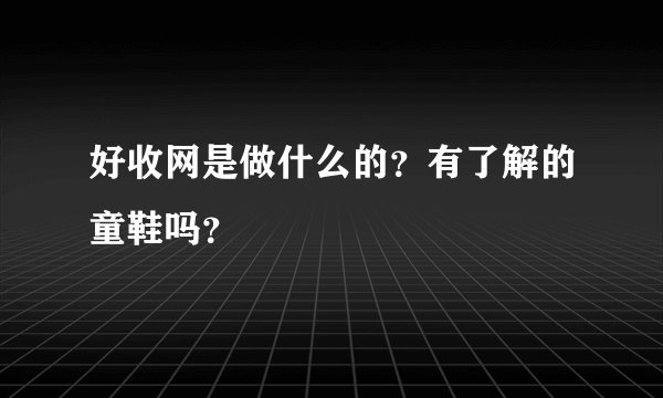 好收网是做什么的？有了解的童鞋吗？