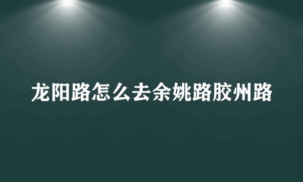 龙阳路怎么去余姚路胶州路