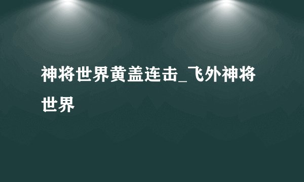 神将世界黄盖连击_飞外神将世界