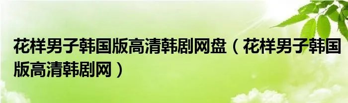 花样男子韩国版高清韩剧网盘（花样男子韩国版高清韩剧网）