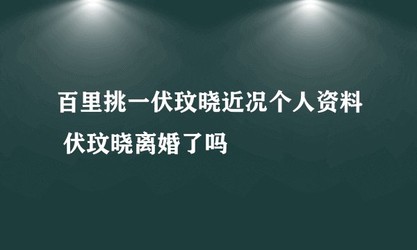 百里挑一伏玟晓近况个人资料 伏玟晓离婚了吗