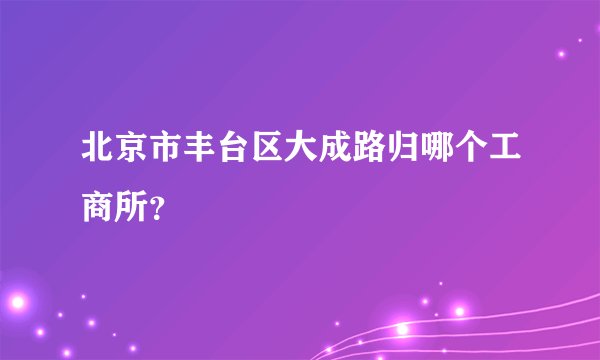 北京市丰台区大成路归哪个工商所？