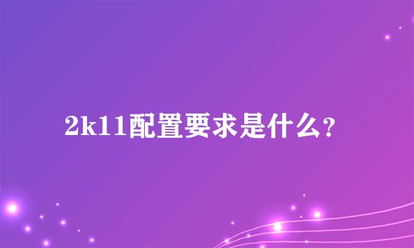 2k11配置要求是什么?