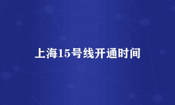 上海15号线开通时间