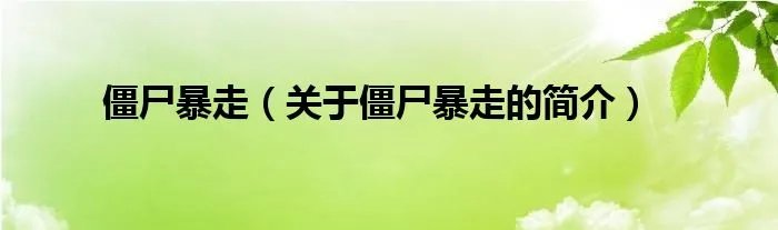 僵尸暴走（关于僵尸暴走的简介）