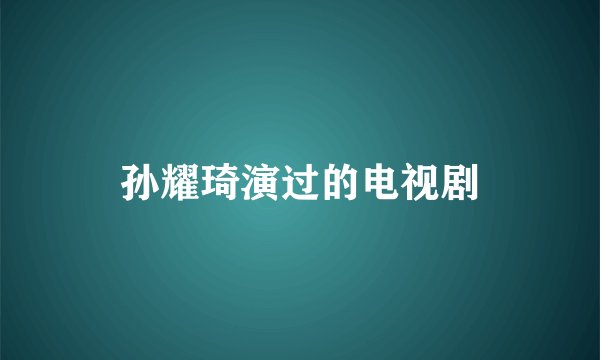 孙耀琦演过的电视剧