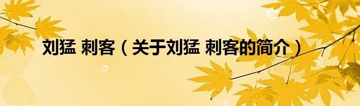 刘猛 刺客(关于刘猛 刺客的简介)