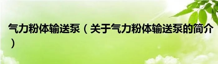 气力粉体输送泵（关于气力粉体输送泵的简介）