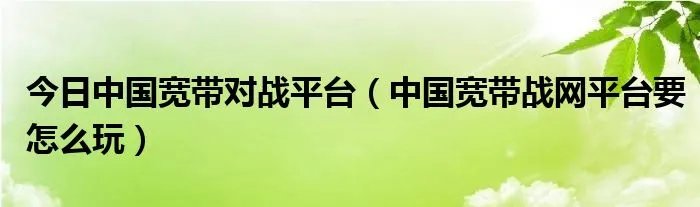 今日中国宽带对战平台（中国宽带战网平台要怎么玩）