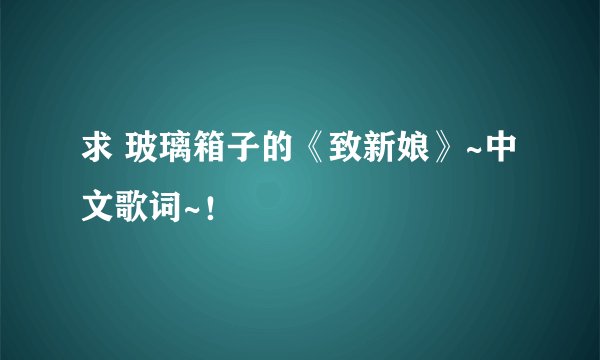求 玻璃箱子的《致新娘》~中文歌词~！
