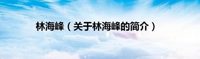 林海峰(关于林海峰的简介)