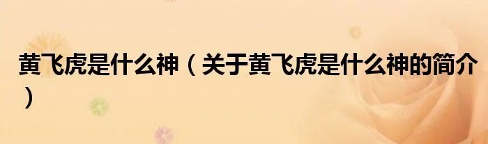 黄飞虎是什么神(关于黄飞虎是什么神的简介)