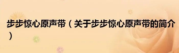 步步惊心原声带（关于步步惊心原声带的简介）