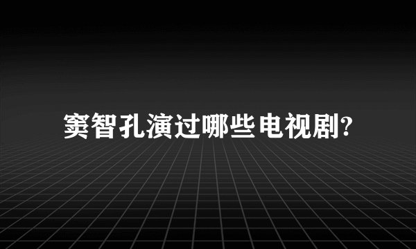 窦智孔演过哪些电视剧?