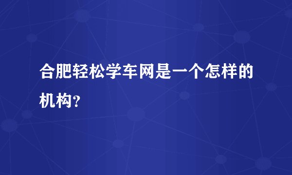 合肥轻松学车网是一个怎样的机构？