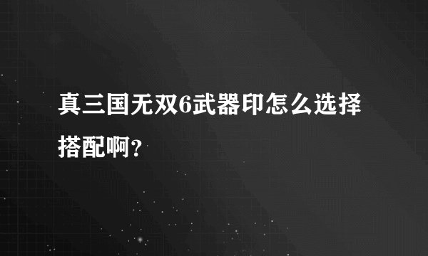 真三国无双6武器印怎么选择搭配啊?