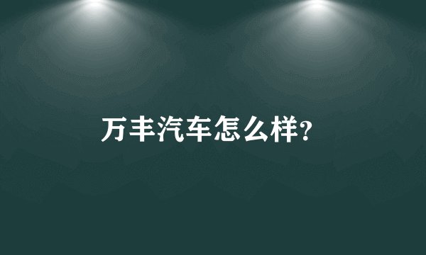 万丰汽车怎么样?