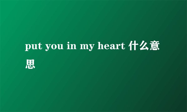 put you in my heart 什么意思