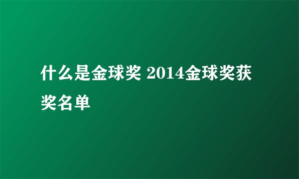 什么是金球奖 2014金球奖获奖名单