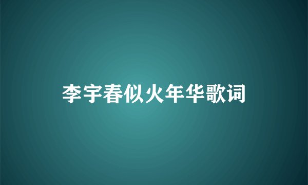 李宇春似火年华歌词