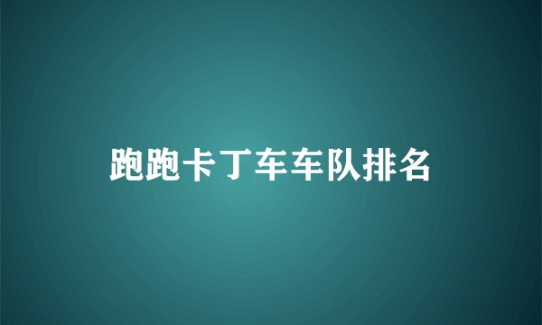 跑跑卡丁车车队排名