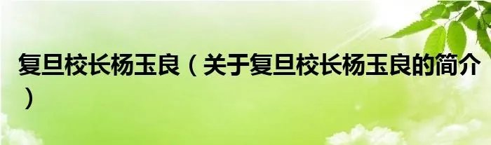 复旦校长杨玉良（关于复旦校长杨玉良的简介）