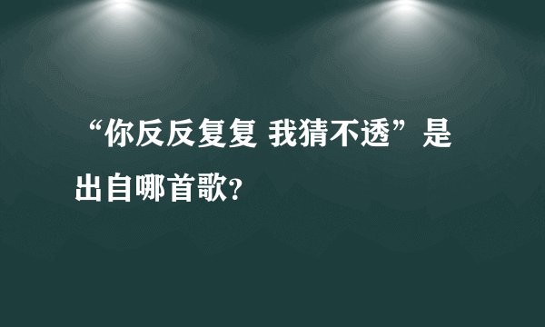 “你反反复复 我猜不透”是出自哪首歌？
