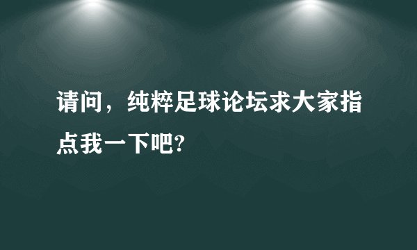请问，纯粹足球论坛求大家指点我一下吧?
