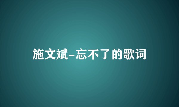 施文斌-忘不了的歌词