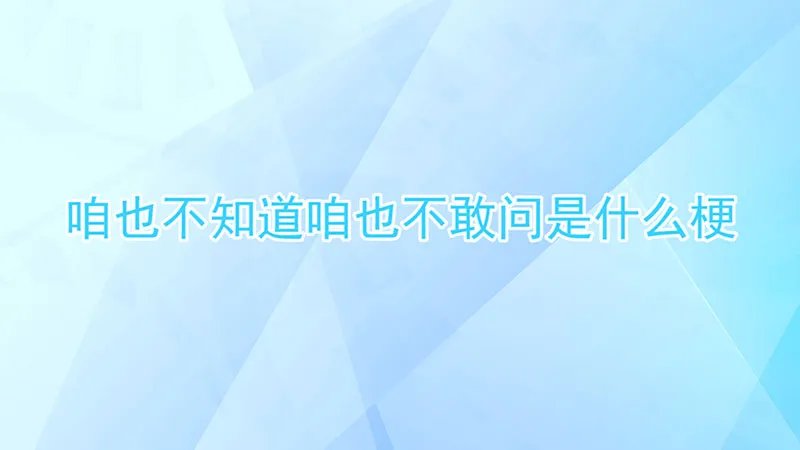 咱也不知道咱也不敢问是什么梗