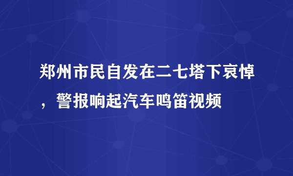 郑州市民自发在二七塔下哀悼，警报响起汽车鸣笛视频