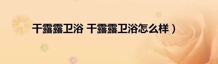 干露露卫浴 干露露卫浴怎么样）