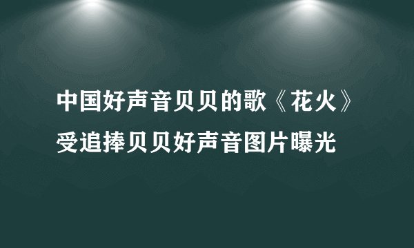 中国好声音贝贝的歌《花火》受追捧贝贝好声音图片曝光
