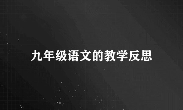九年级语文的教学反思