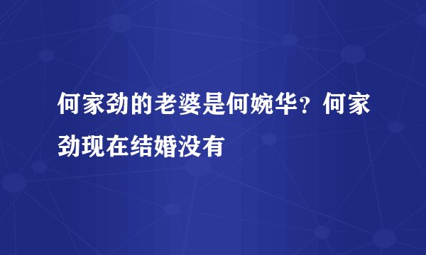 何家劲的老婆是何婉华？何家劲现在结婚没有