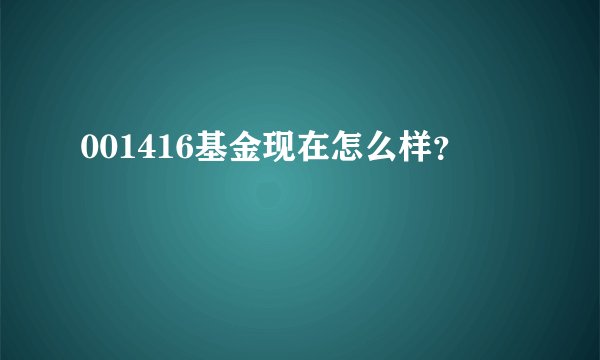 001416基金现在怎么样？