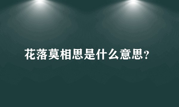 花落莫相思是什么意思？