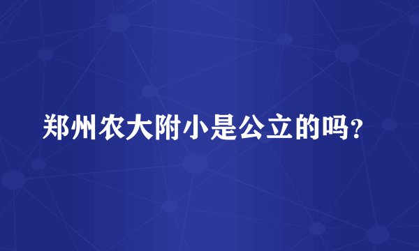 郑州农大附小是公立的吗?